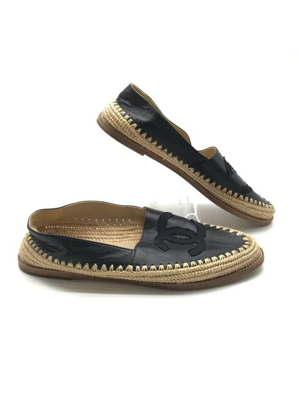 Chanel Shoes CC Logo Espadrilles Slip on Black